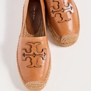 NIB Tory Burch Ines Platform Leather Espadrille Flat Tan US 7 7.5 8 8.5 9 9.5 11